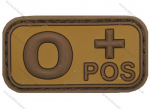 PVC antsiuvas su Velcro lipduku, kraujo grupė: O POS (chaki) .