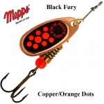 P&ouml;&ouml;rellant Mepps Black Fury Copper Orange Dots 2 g