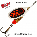 P&ouml;&ouml;rellant Mepps Black Fury Silver Orange Dots 2 g