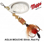 P&ouml;&ouml;rellant Mepps AGLIA MOUCHE Silver, Red Fly 3.5 g