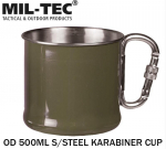 Karabiiniga metallist tass 500 ml roheline .