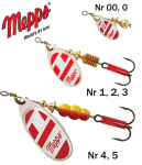 P&ouml;&ouml;rellant Mepps Aglia BLANC/ROUGE Silver 13 g