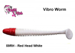 Kummikala Crazy Fish Vibro Worm Red Head White 12.5 cm