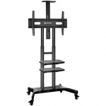 ONKRON Mobile TV Stand for 50-83&rdquo; TVs with Wheels Shelves Height Adjustable Rolling TV Cart, Black