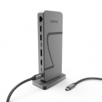 Hama Connect2Office Speed, USB-C, 10 ports, USB4, 140 W, hall - S&uuml;learvuti dokk / 00200200
