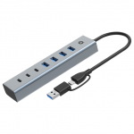 CONCEPTRONIC 7-Port Hub USB-A3.0/-C Adap.->4xA3.0+o.Netz. gr