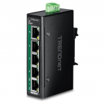 TRENDnet TI-PGLC50 5-Port Gigabit PoE+ Industrial DIN-Rail Mini Switch