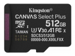 KINGSTON 512GB micSDXC Canvas Select Plus Gen3 150R A1 Single Pack w/o ADP