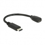 USB C > Adapter USB 2.0 Typ Micro-B Buchse 15 cm schwarz Delock