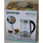 Renew. Gorenje K17GDWII Kettle, Electric, Capacity 1.7 L, Power 2200 W, Stainless steel | Renew. | Gorenje Kettle | K17GDWII | 2200 W | Electric | 1.7 L | 360&deg; rotational base | Stainless steel/Glass | Stainless steel/Transparent | DAMAGED