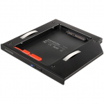 AXAGON RSS-CD09 2.5'' SSD/HDD caddy into DVD slot, 9.5 mm, LED, ALU