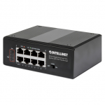 INTELLINET 8-Port PoE+ Gb Switch PoE-Passthrough 1xPD PoE 95W Eingangsstrom 7x PSE PoE Strombudget bis 120W DIN-Hutschienenmontage