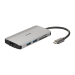 USB-C HUB 8Port D-Link DUB-M810 3xUSB3.0 USB-C HDMI 4K SD microSD Gigabit Lan RJ45 passiv Grey