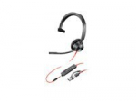 HP Poly Blackwire 3315 Monaural USB-C Headset +3.5mm Plug +USB-C/A Adapter