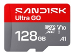 SANDISK Ultra GO microSDHC UHS-I Card 128GB MicroSD 190MB/s Read Full HD video