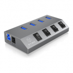 HUB USB 3.0 . 4x USB Type-A Anschl&uuml;sse. An-/Ausschalter f&uuml;r jeden Port ICY BOX