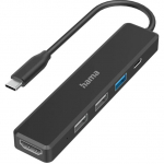 Hama USB-C Hub, 3x USB-A, USB-C, HDMI, must - USB jagaja / 00200117