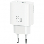 USAMS Charger 25W 1xUSB-A 1xUSB-A Fast Charging