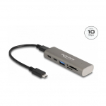 DELOCK 3 Port USB 10 Gbps Hub inklusive SD und Micro SD Card Reader mit USB Type-C Anschluss