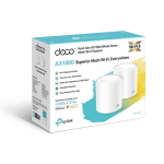 TP-LINK | AX1800 Whole Home Mesh Wi-Fi 6 System | Deco X20 (2-pack) | 802.11ax | 1201+574 Mbit/s | 10/100/1000 Mbit/s | Ethernet LAN (RJ-45) ports 2 | Mesh Support Yes | MU-MiMO Yes | No mobile broadband | Antenna type 4xInternal per Deco uni