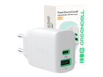 GREEN CELL PowerSource Duo30 Wall Charger USB 30W 1x USB-C 1x USB-A PD white