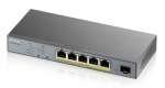 ZYXEL GS1350-6HP, 6 PORT MANAGED CCTV POE SWITCH, LONG RANGE, 60W, 802.3BT (1 YEAR NCC PRO PACK LICENSE BUNDLED) (5Y WARRANTY)