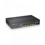 ZYXEL GS1920-8HPV2, 10 PORT SMART MANAGED SWITCH 8X GIGABIT COPPER AND 2X GIGABIT DUAL PERS., HYBRID MODE, STANDALONE OR NEBULAFLEX CLOUD, 130 WATT POE, FANLESS (5Y WARRANTY)