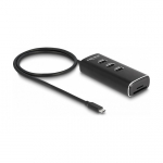 DELOCK 3 Port USB 10 Gbps Hub inklusive SD und Micro SD Card Reader mit USB Type-C Anschluss 60cm Kabel und Schalter fur jeden Port