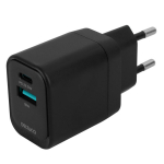 Deltaco USBC-AC153 - Power adapter - 1x USB-A 18 W, 1x USB-C PD 20 W
