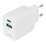 Deltaco USBC-AC155 - GaN Power adapter - USB-A 18W, USB-C PD 30W