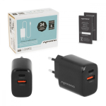 Movano GaN 20W USB-C PD + USB-A Charger (black)