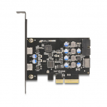 PCI Express x4 Karte zu 2 x extern USB Type-C&trade; + 1 x intern USB 10 Gbps Typ-E Key A und 1 x 19 Pin Pfostenstecker - Low Profile Formfaktor