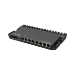 MikroTik Wired Ethernet Router RB5009UG+S+IN, Quad core 1.4 GHz CPU, 1xSFP+, 7xGigabit LAN, 1x2.5G LAN, 1xUSB, Can be powered in 3 different ways, CPU temperature monitor, Mounts FOUR of these Routers in a Single 1U Rackmount Space, RouterOS L5 |