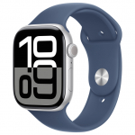 APPLE Watch Series 10 GPS + Cellular 46mm Silver Aluminium Case with Denim Sport Band - S/M