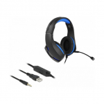 Gaming Headset Over-Ear mit 3,5 mm Klinkenstecker und blauem LED Licht f&uuml;r PC, Notebook und Spielekonsolen