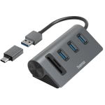 Hama USB Hub, 3x USB-A 3.2 Gen 1, SD, microSD, USB-C Adapter, must/hall - USB jagaja / 00200140