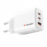 Verbatim Charger GaN 65W QC 3.0, 2xUSB-C, 1x USB-A PD 3.0 EU