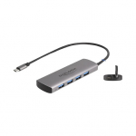 DELOCK USB 10 Gbps 4 Port USB Typ-A Hub mit USB Type-C Anschluss und zustzlicher Strombuchse
