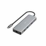 Hama CONNECT2Media, USB-C Hub, 9 porti, 100 W, hall - S&uuml;learvutidokk / 00200142
