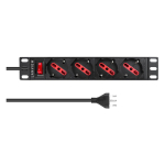 1U 10 Inch 4 Port Type F/J Italy Plug with Switch 2M