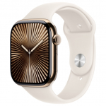 APPLE Watch Series 10 GPS + Cellular 46mm Gold Titanium Case with Starlight Sport Band - S/M