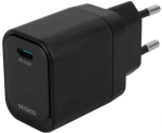 DELTACO USB-C wall charger - 1x USB-C PD 20W - black - USBC-AC151