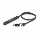 DELOCK 4 Port Slim USB Hub mit USB Type-C oder USB Typ-A zu 3 x USB 5 Gbps USB Type-C + 1 x USB 5 Gbps Typ-A