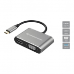 CONCEPTRONIC 4-1 Dock USB-C->HDMI.USB3.0.VGA.100WPD 15cm gr