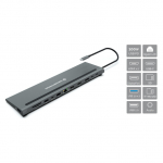 CONCEPTRONIC 12-1 Dock USB-C->2xHDMI/3xUSB-A/DP/+ 18cm gr