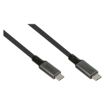 GoodConnections USB-C 4.0 (ST-ST) 1m Anschlusskabel Textilmantel 100W 8K 30Hz Anthrazit