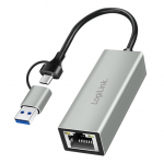 LogiLink USB-C to gigabit etherne t adapter with 2in1 USB