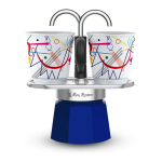 Bialetti Mini Express - Espressokocher-Set - blau + 2 Becher aus Arte Collection Kandinsky