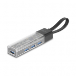 4 Port USB Hub 5 Gbps mit USB Typ-A oder USB Type-C&trade; Anschluss in transparentem Geh&auml;use
