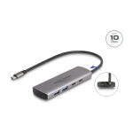 DELOCK USB 10 Gbps 2 Port USB Typ-A + 2 Port USB Type-C Hub mit USB Type-C Anschluss und zustzlicher Strombuchse